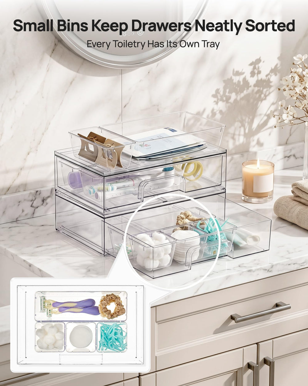 Vtopmart in-use vanity setup showing organized cosmetics for faster routines