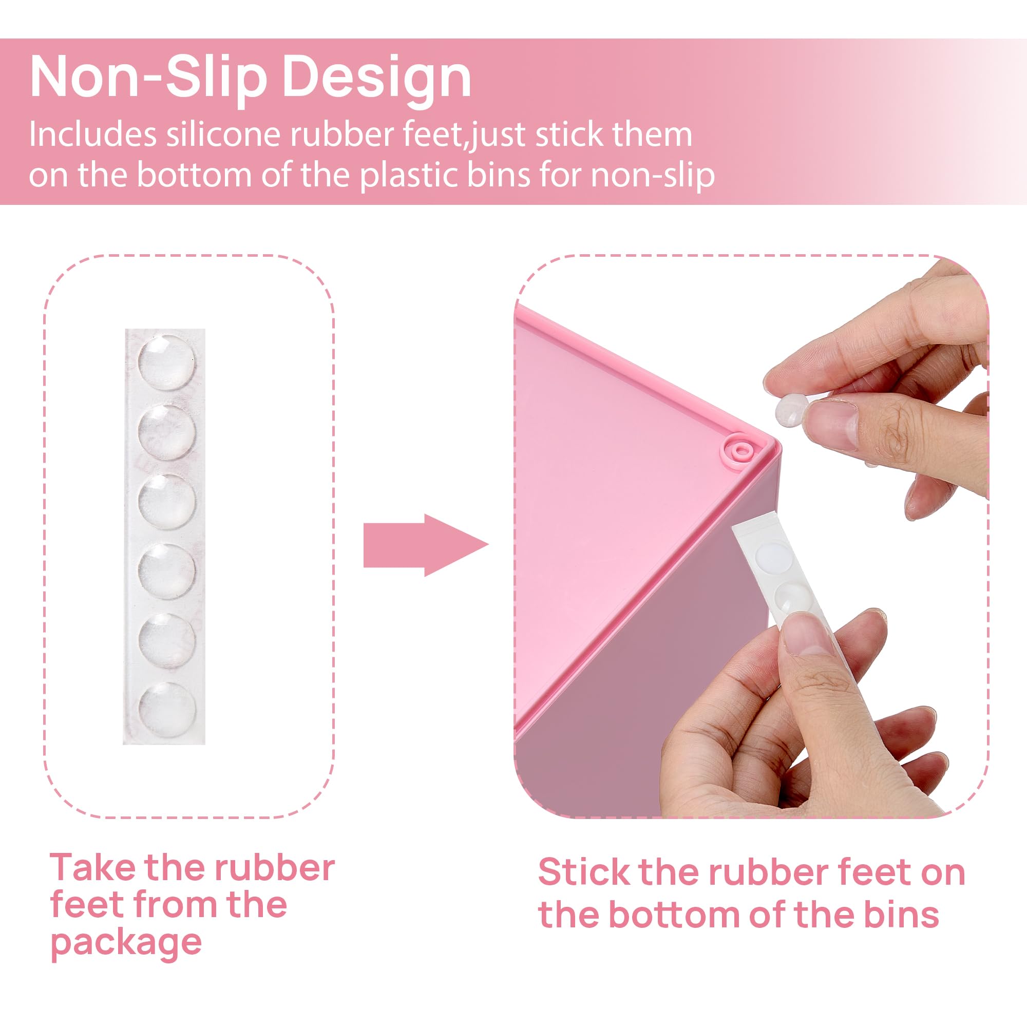 Vtopmart silicone pads under box showing anti-slip benefit and steadiness