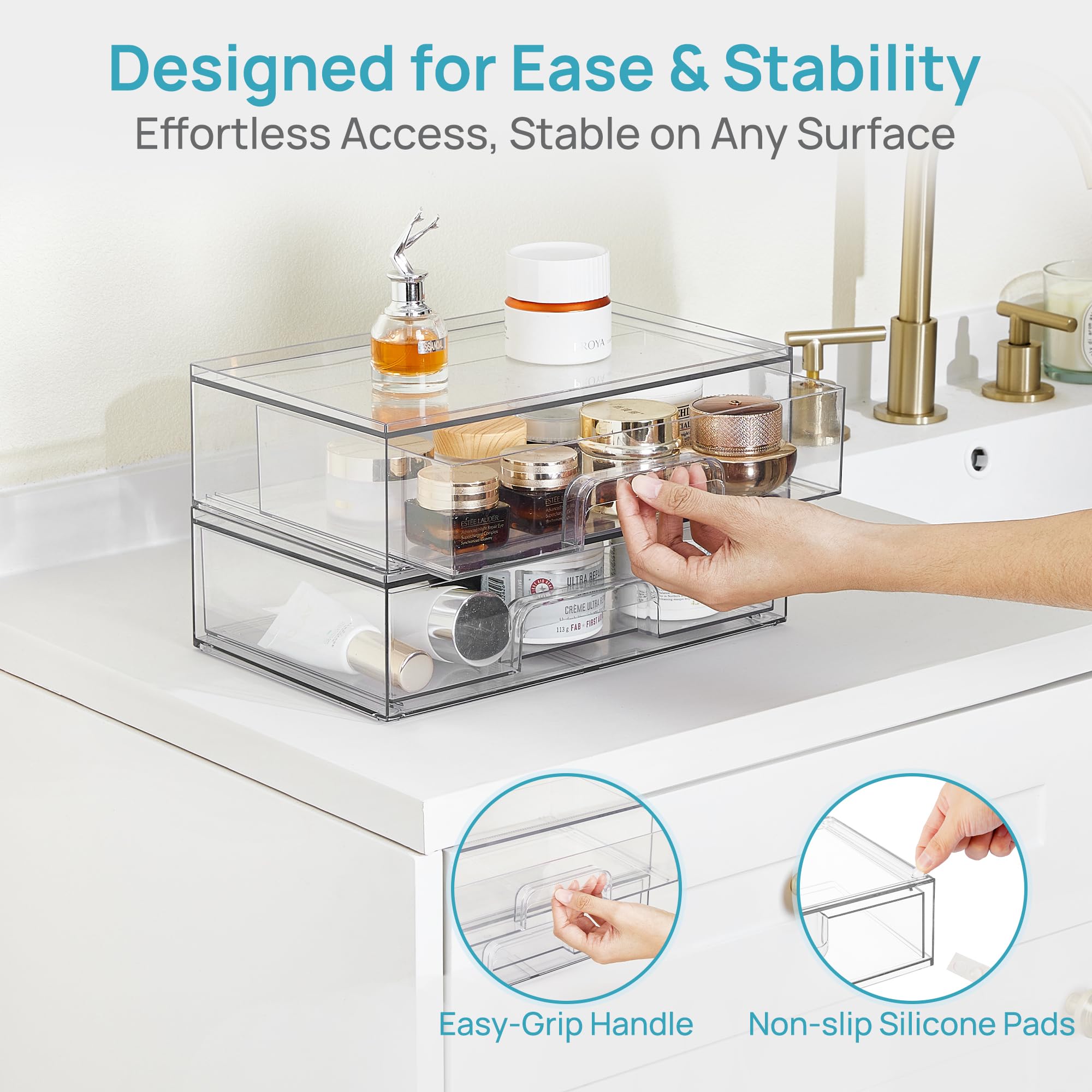 Vtopmart next to hand for scale showing compact footprint and space-saving benefit