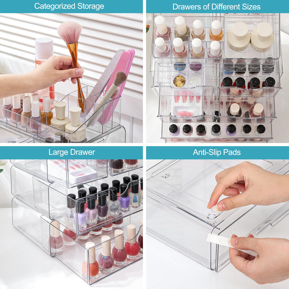 Vtopmart close-up of slide rails and stoppers ensuring secure, spill-free use