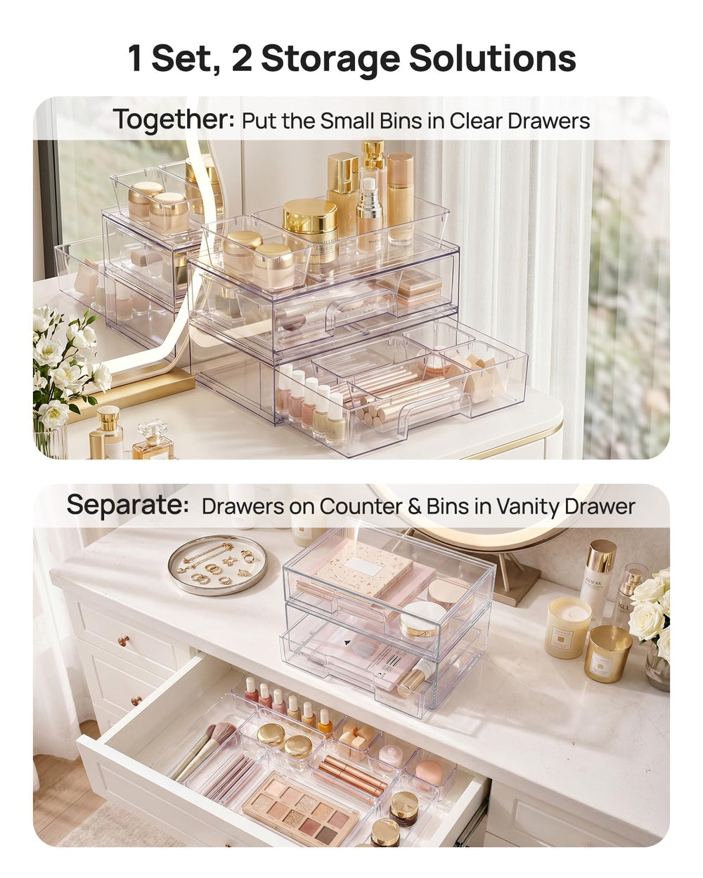 Vtopmart stackable drawers side profile highlighting space-saving vertical storage