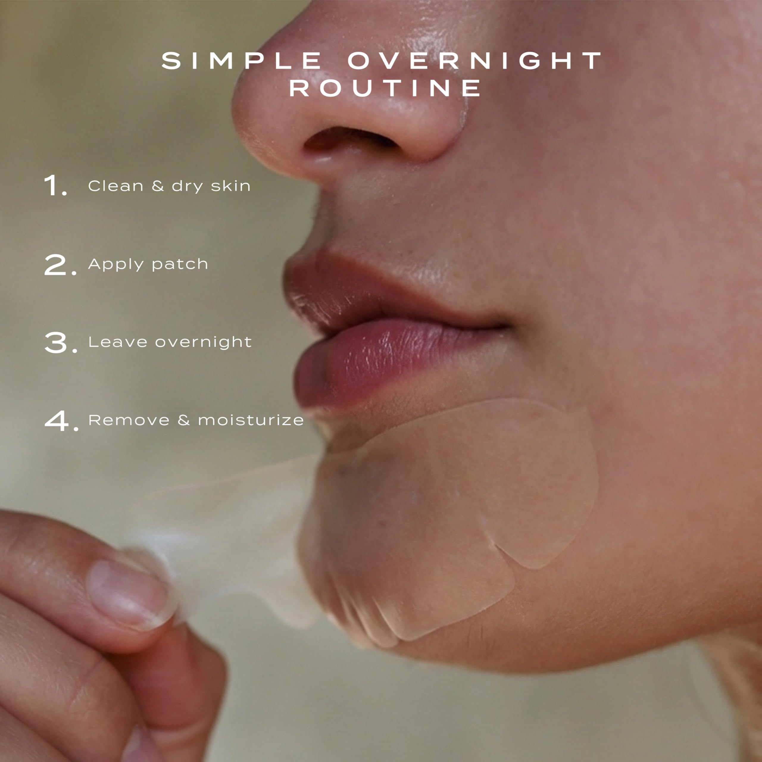 Vue lifestyle scene of person applying patch at night, promoting hands-off healing