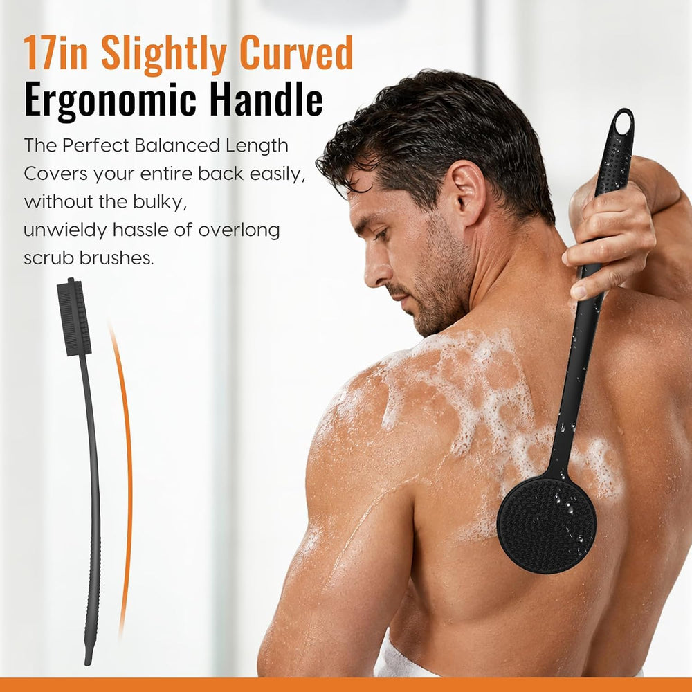 VWMYQ scrubbers hanging in shower for quick drying and hygienic storage benefit