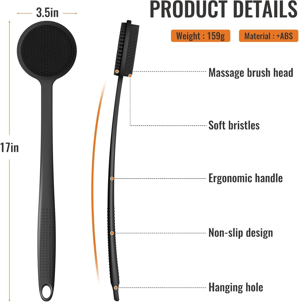 VWMYQ in-shower use reaching middle back to clean hard-to-reach areas