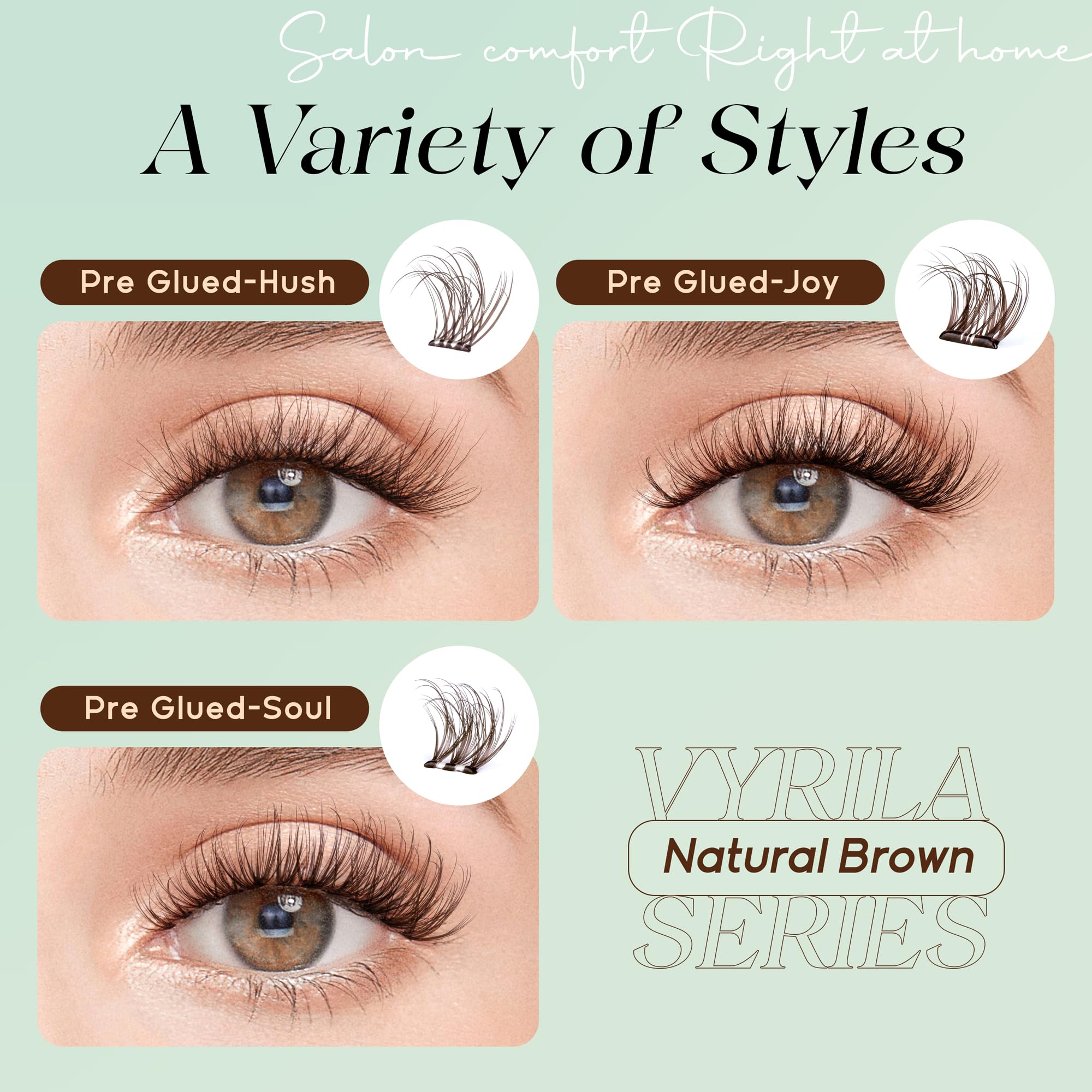 VYRILA close-up of brown lash cluster showcasing natural fiber texture