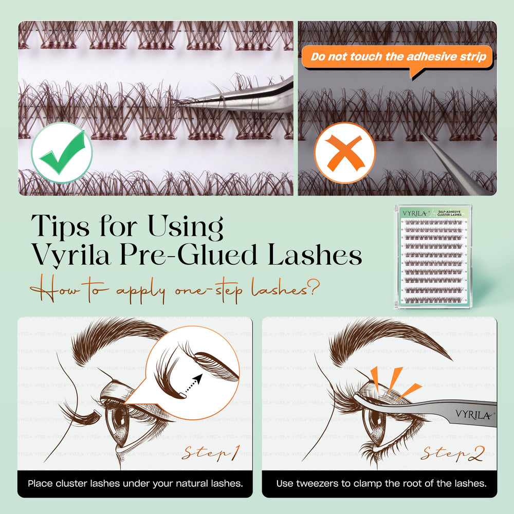 VYRILA model wearing brown clusters for a softer, daytime lash look