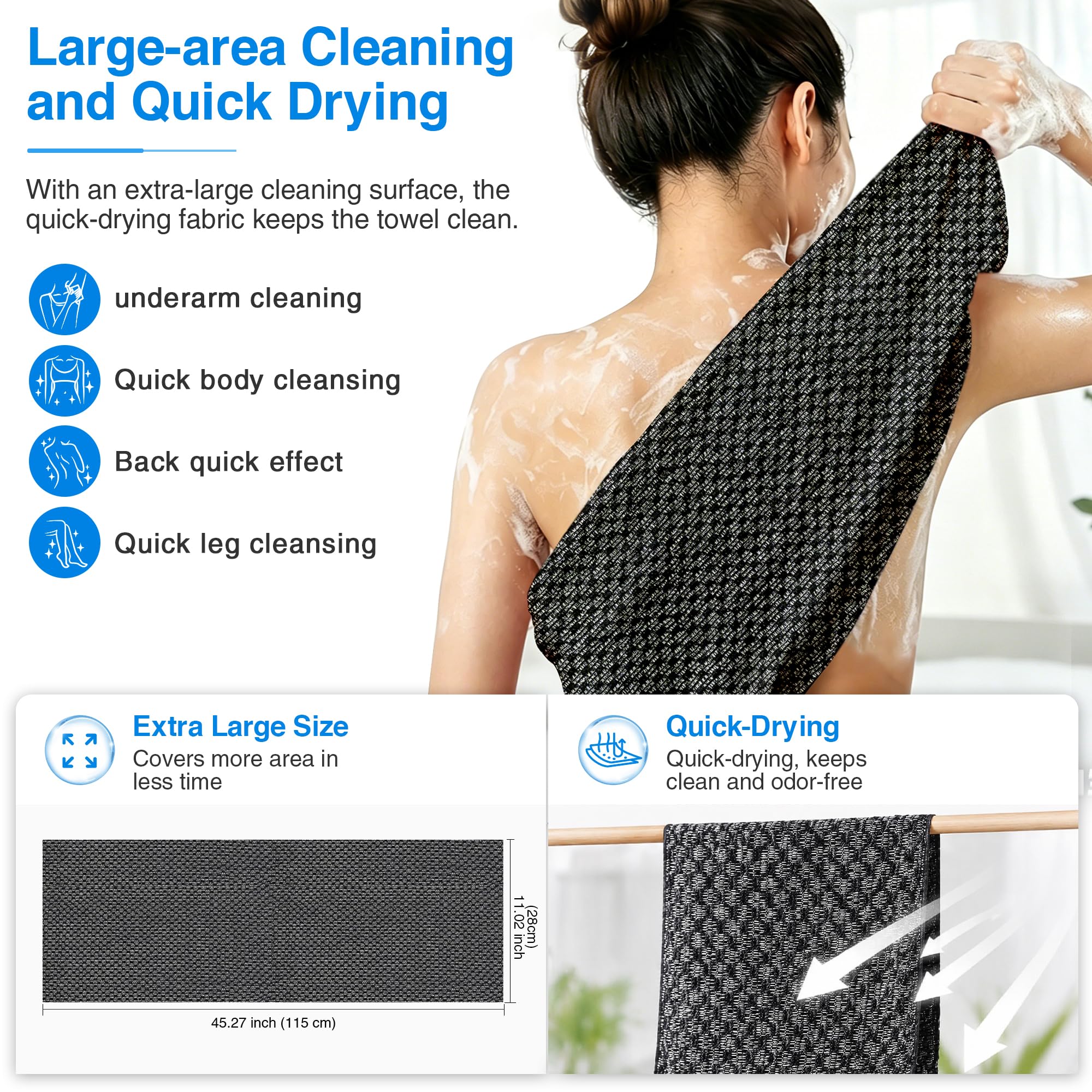 Vzvvzp Blissal being used to scrub back showing easier reach and cleansing benefit