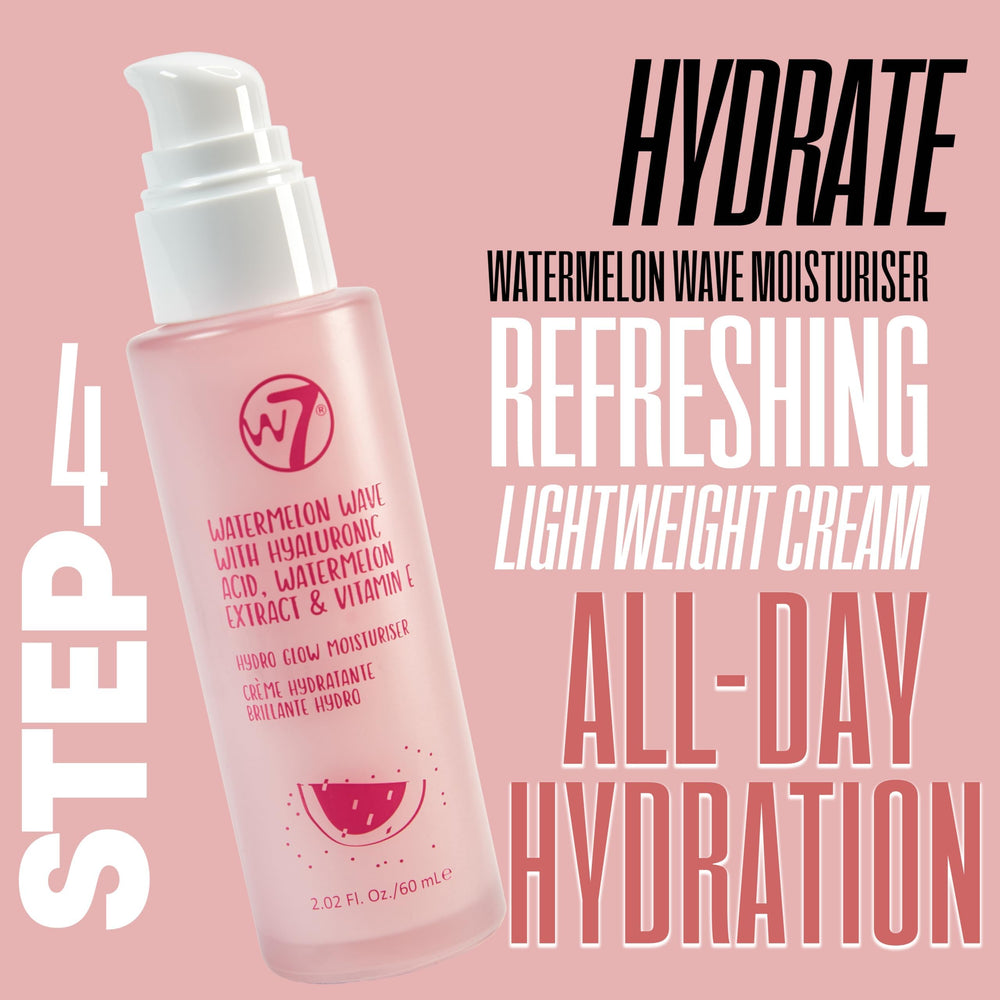 W7 Watermelon Wave moisturizer open jar showing lightweight hydrating cream