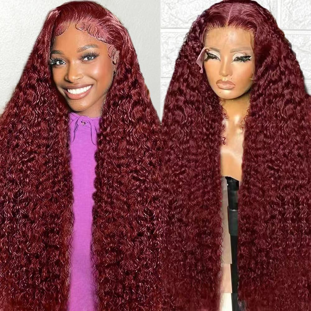 WAAHRR front view showing natural hairline and rich burgundy color benefit realistic look