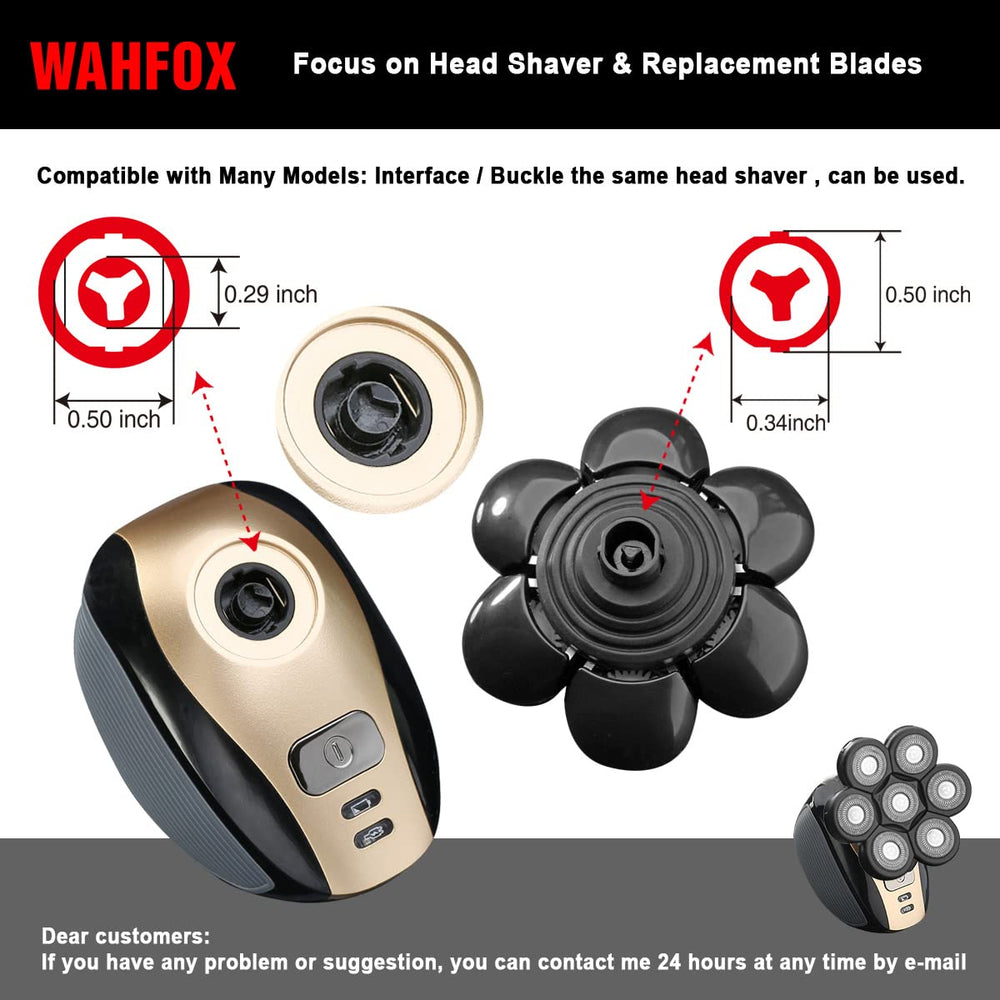 WAHFOX close-up of stainless 7D blades highlighting anti-abrasion finish and precise cutting edges