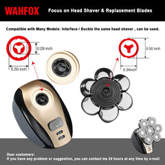 WAHFOX close-up of seven electroplated blades highlighting durable cutting surfaces