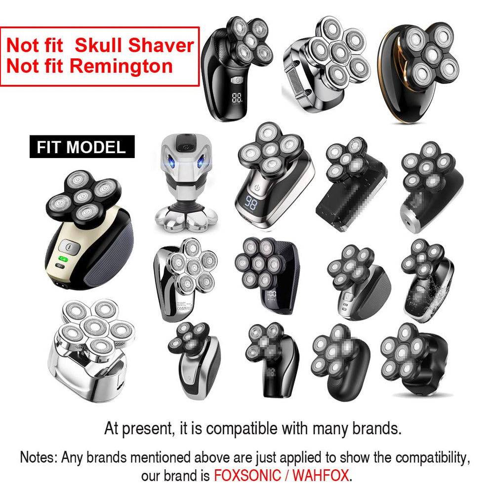 WAHFOX replacement heads snapped onto a shaver demonstrating a secure fit and improved trimming control