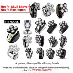 WAHFOX replacement heads snapped onto a shaver demonstrating a secure fit and improved trimming control