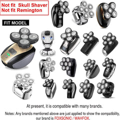 WAHFOX replacement head attached to shaver in use demonstrating contour following