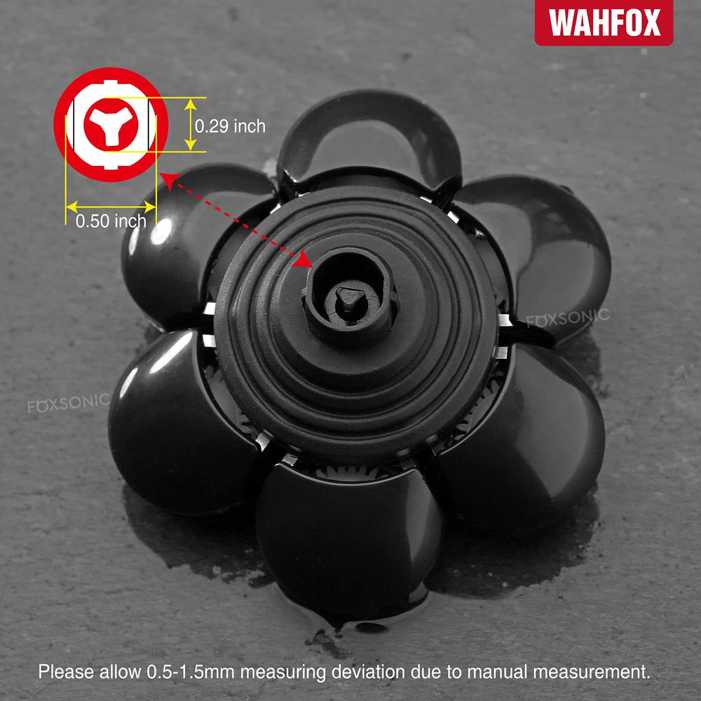 WAHFOX replacement heads displayed in a bathroom setting suggesting at-home grooming convenience