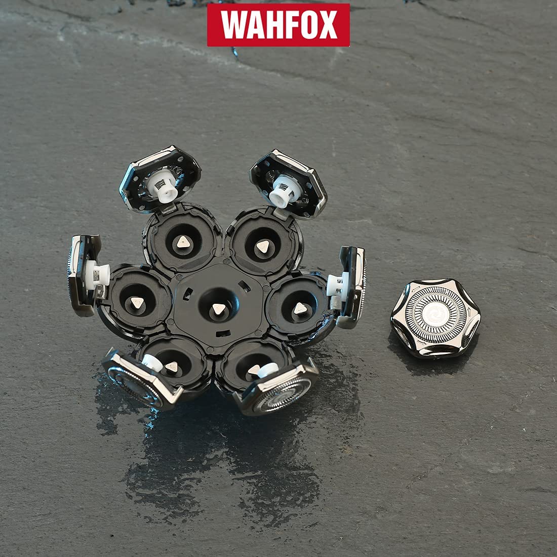 WAHFOX package contents with blade cover and cleaning brush included for maintenance