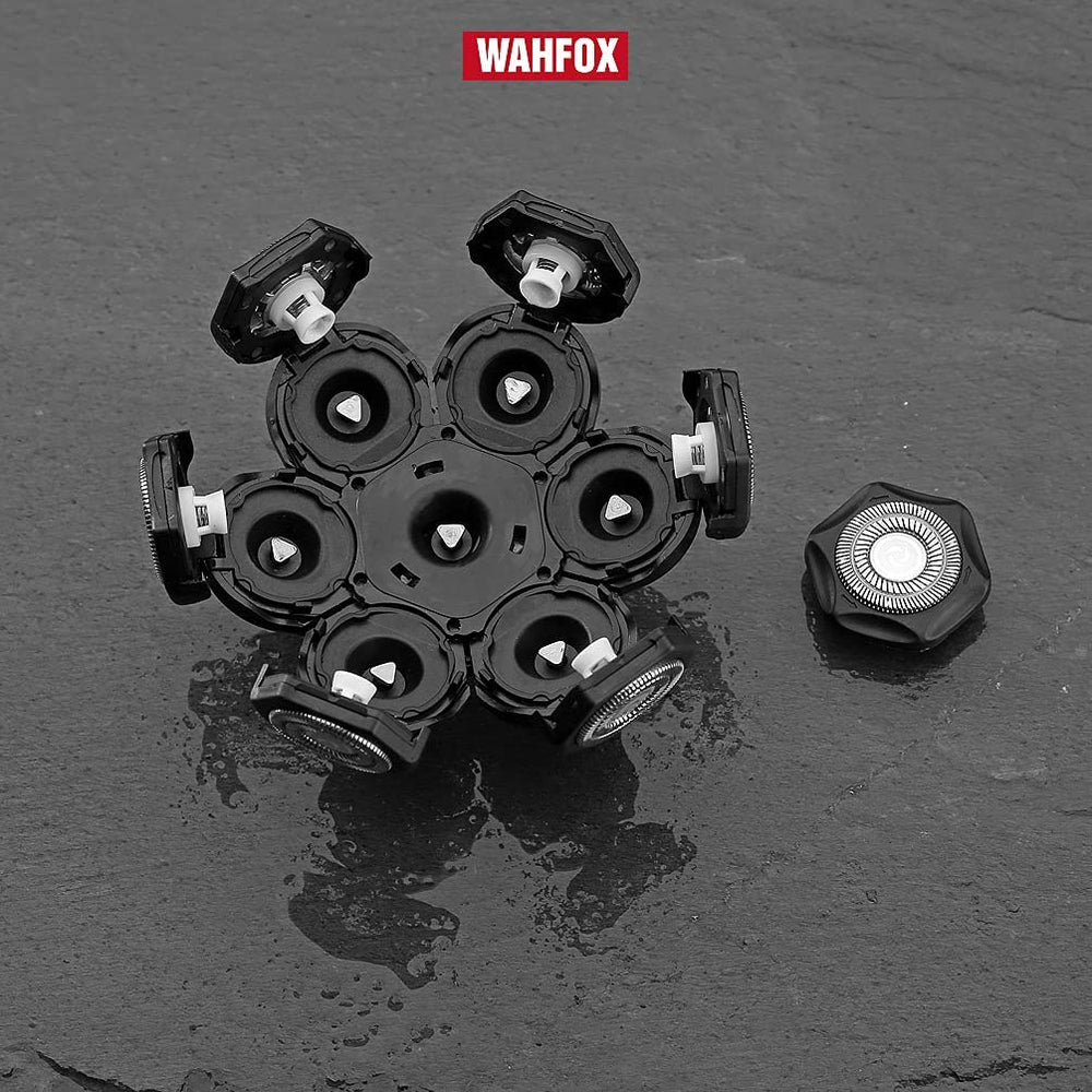 WAHFOX hand holding a replacement head to show size and portability for travel or storage