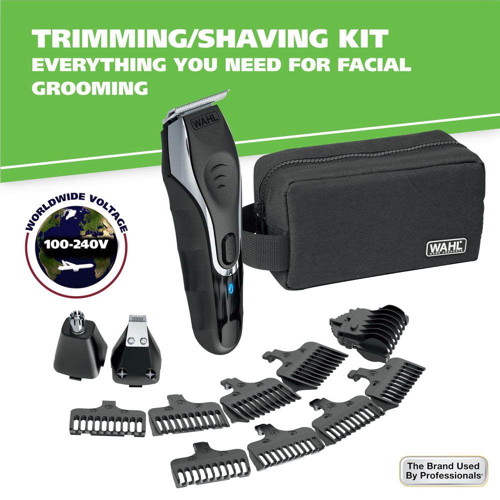 Wahl attachments laid out showing combs and heads for versatile grooming