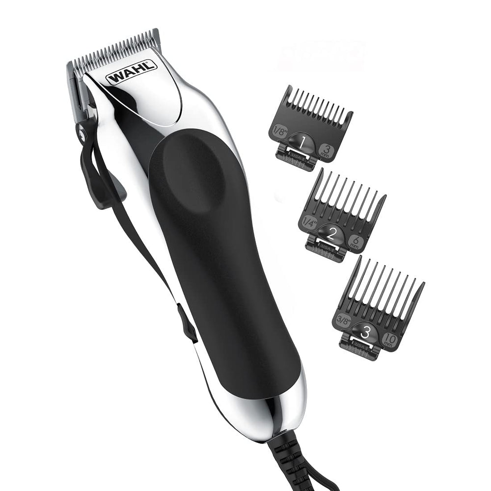 Wahl chrome pro front packaging showing kit and professional-grade tools benefit convenience