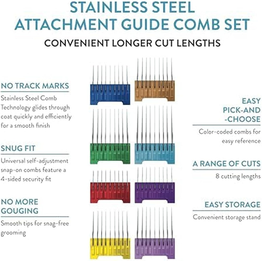 Wahl comb gliding through dog coat demonstrating comfortable, even trimming