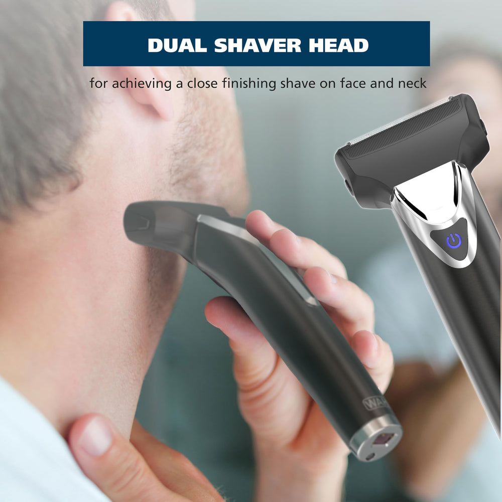 Wahl dual foil shaver head closeup for ultra-close smooth finish benefit