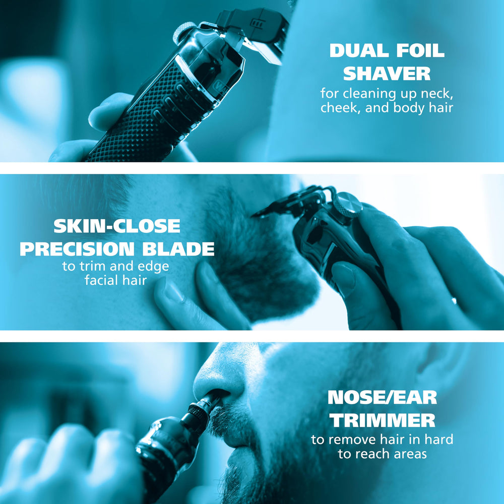 Wahl dual-foil shaver head for close face and neck finish benefit