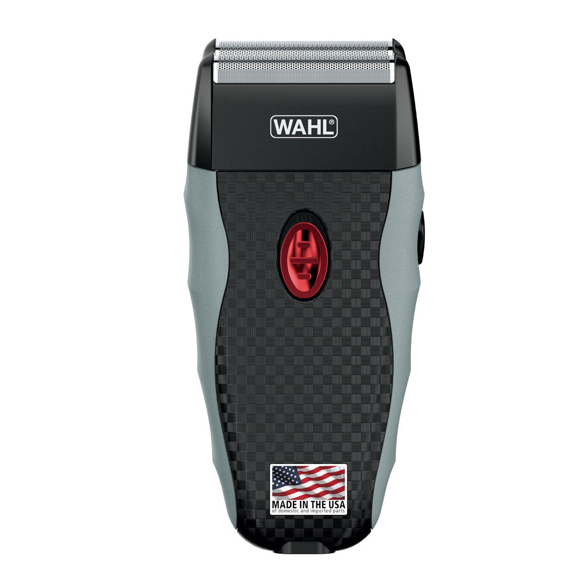 Wahl shaver front view showing dual foils and controls for comfortable shaving