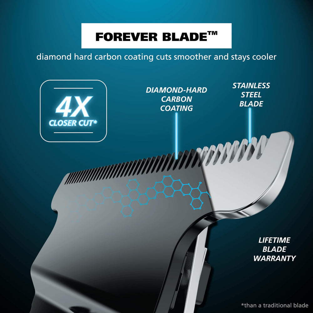 Wahl Forever Blade detail highlighting cooler smoother cutting benefit