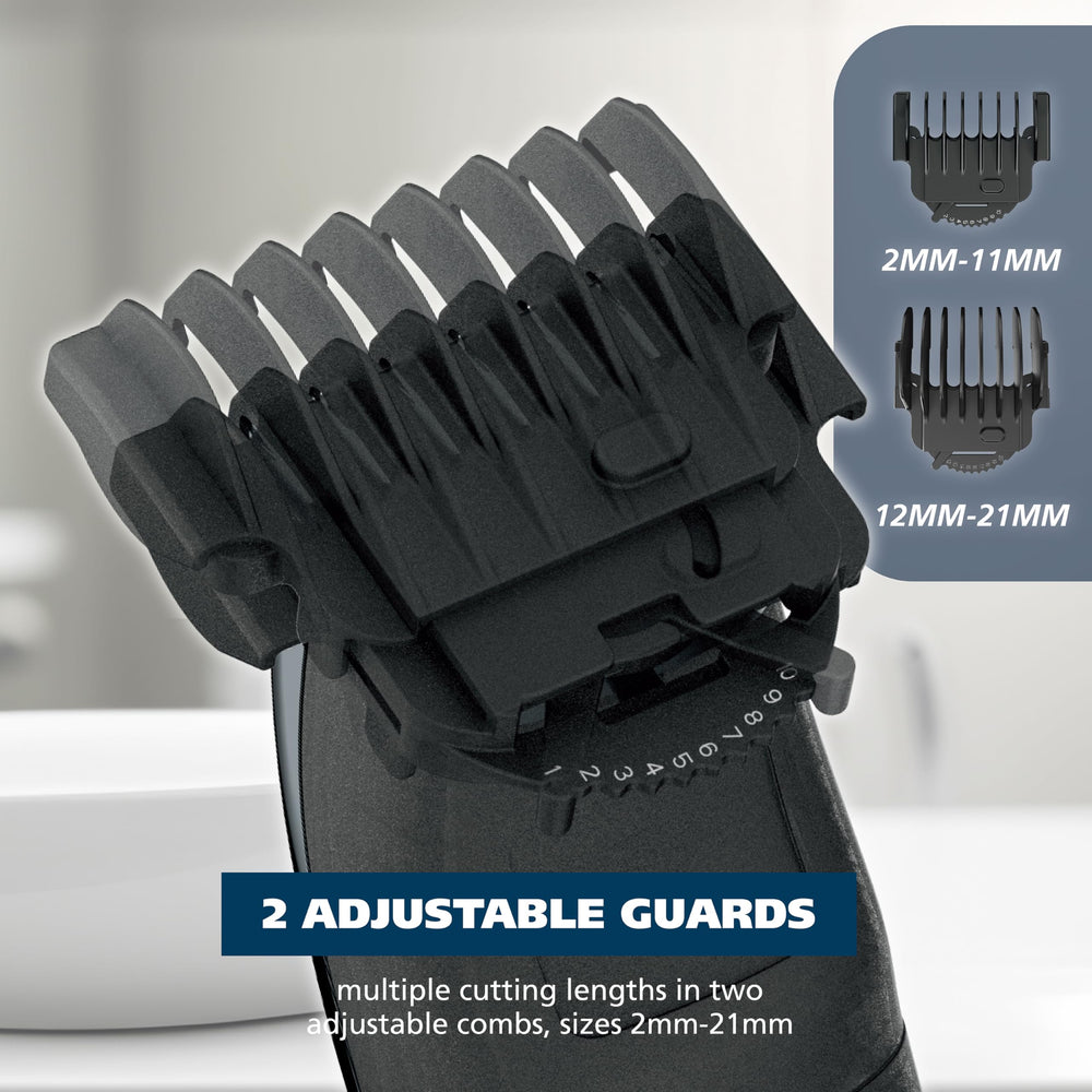 Wahl guide combs array displaying 10 combs for consistent length control benefit
