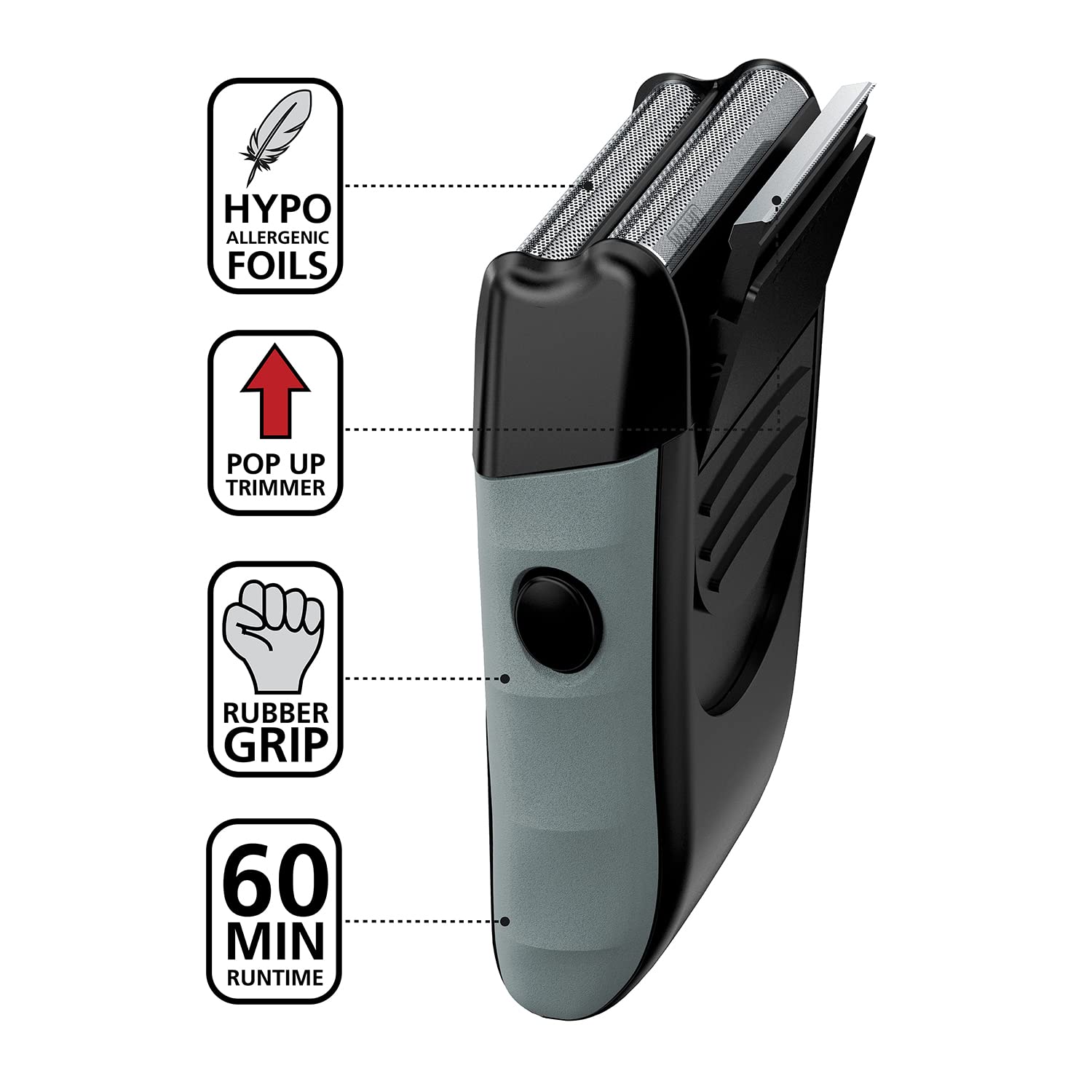 Wahl titanium foil close-up highlighting hypoallergenic smooth-cut benefit