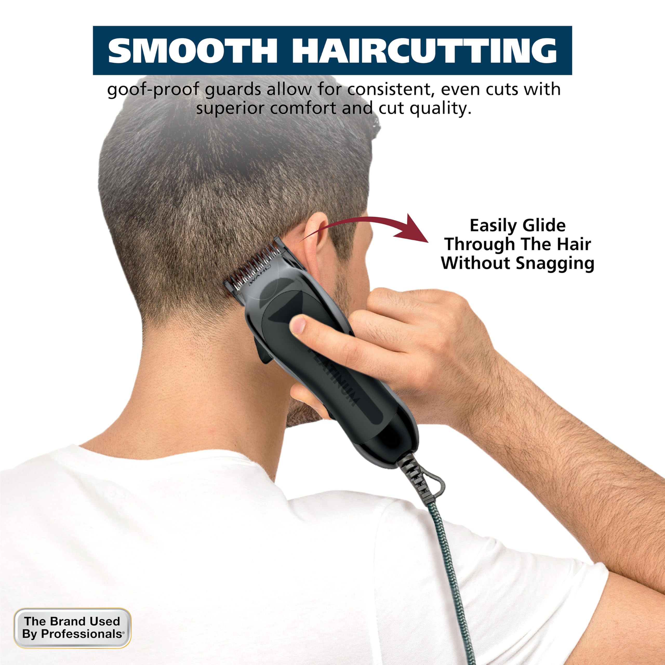 Wahl guard in use by home barber, improving cutting speed