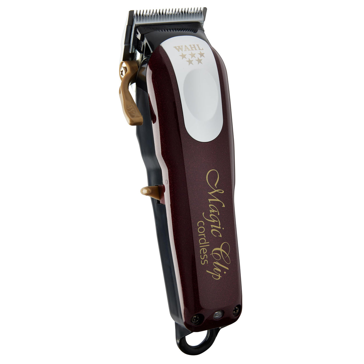 Wahl Magic Clip front view showing burgundy housing and professional finish benefit