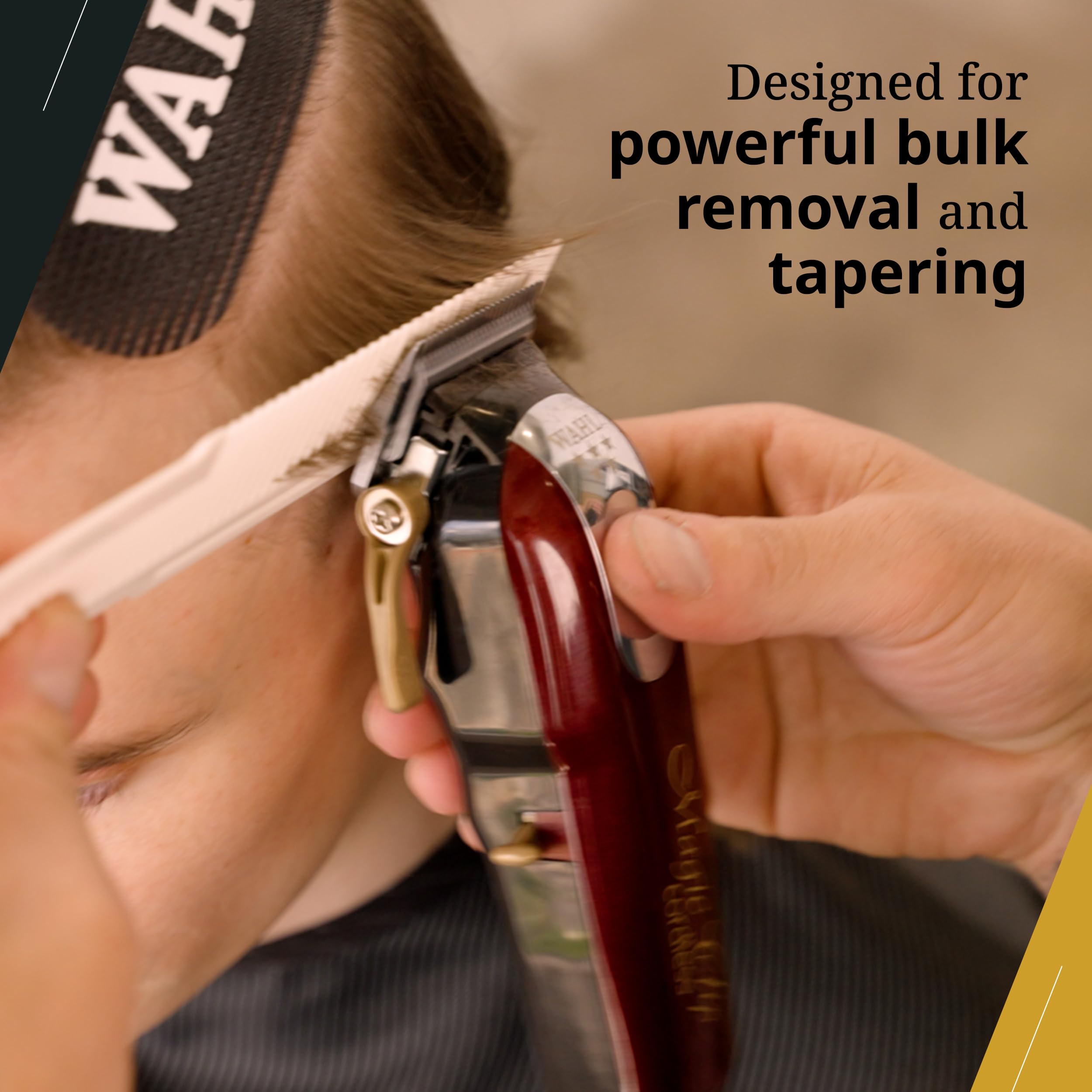Wahl Magic Clip in hand demonstrating cutting action for comfortable operation benefit