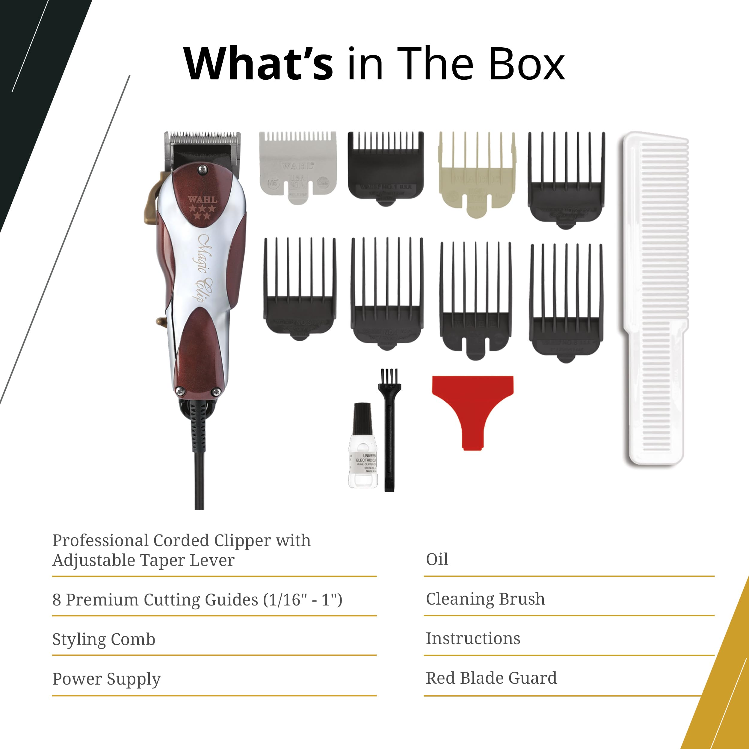 Wahl Magic Clip side profile showing compact 6.5-inch length for maneuverability