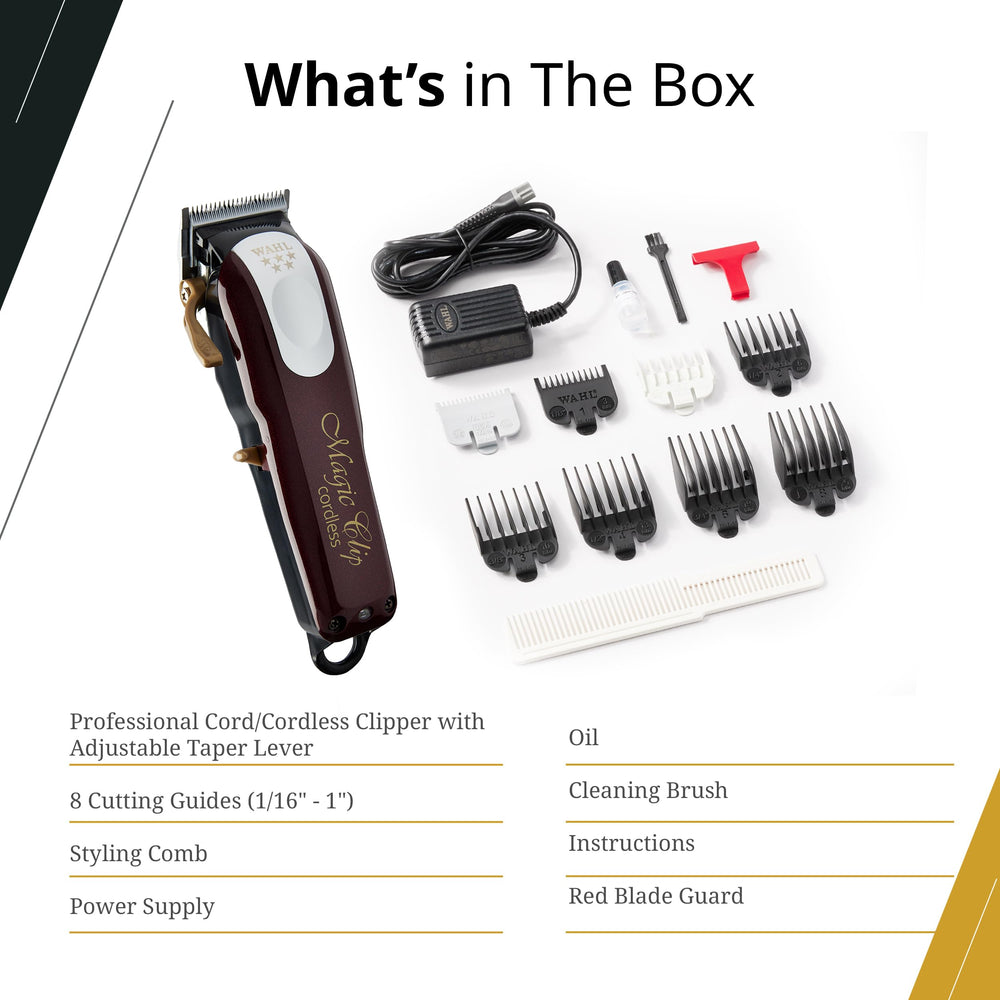 Wahl Magic Clip with guide combs and accessories for versatile styling benefit