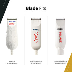 Wahl Professional side profile of the Peanut blade next to a ruler showing compact scale and fit