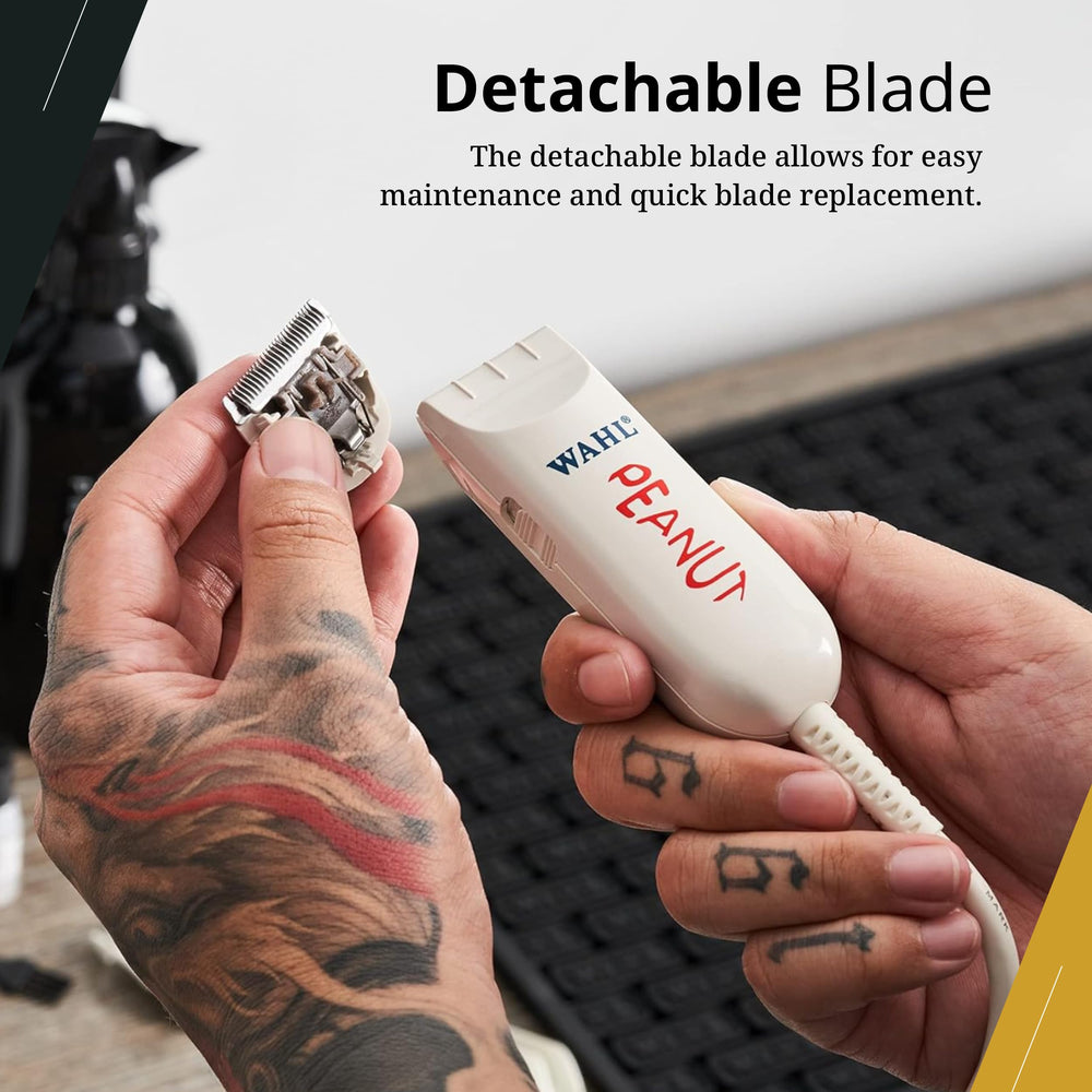Wahl Professional Peanut trimming a neckline showing clean edges benefit precision