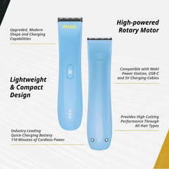 Wahl Professional Peanut Li blue blade close-up showing sharp cutting edge