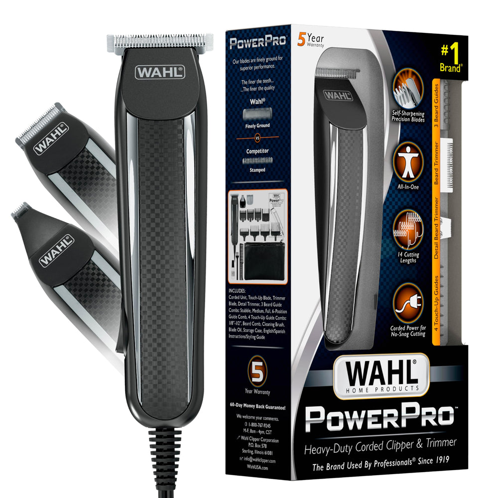 Wahl PowerPro front view showing ergonomic housing and cord for reliable power