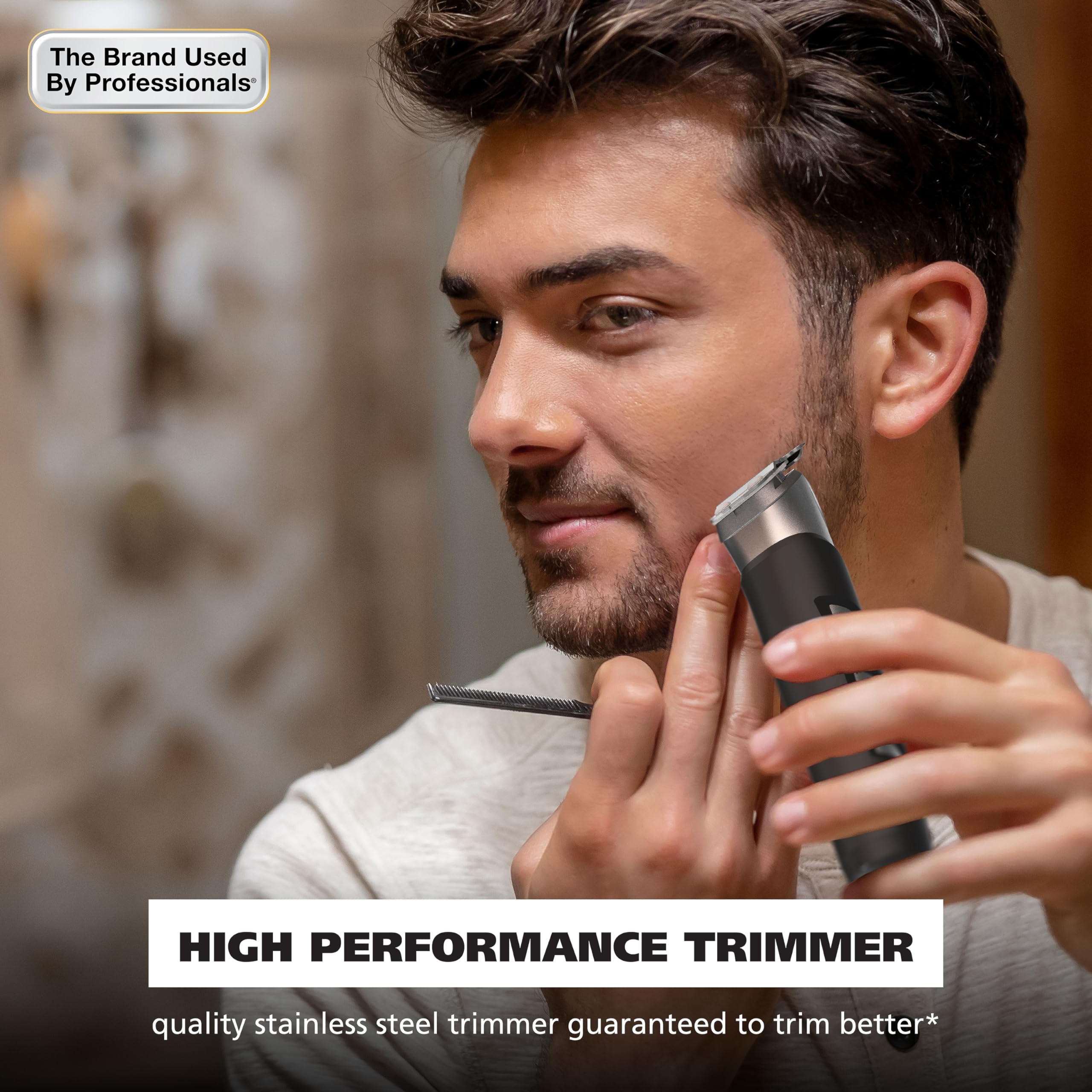 Wahl blade closeup highlighting Black Diamond coating for cooler, smoother cuts