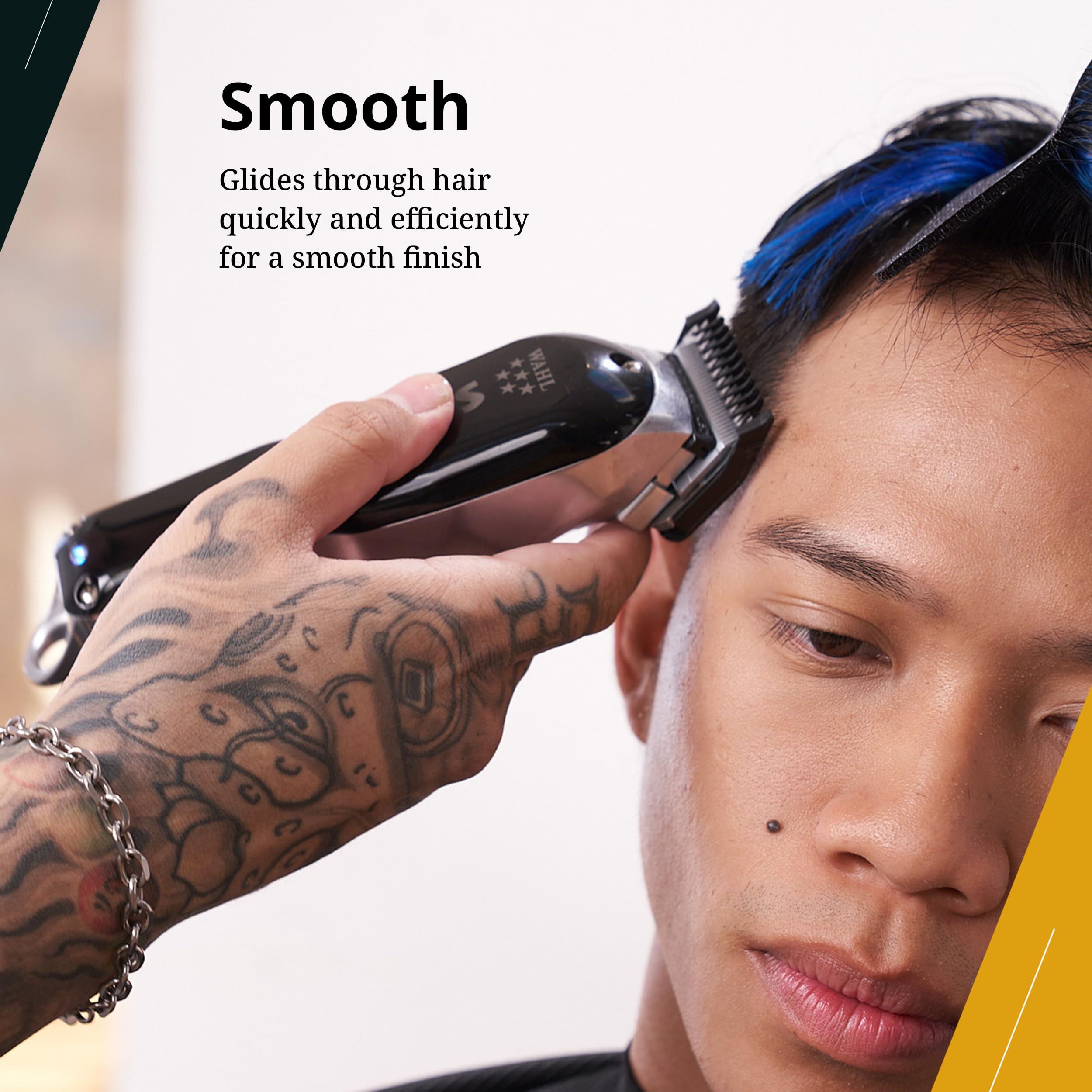 Wahl Professional attachments snapped onto clipper during trim showing stable performance benefit