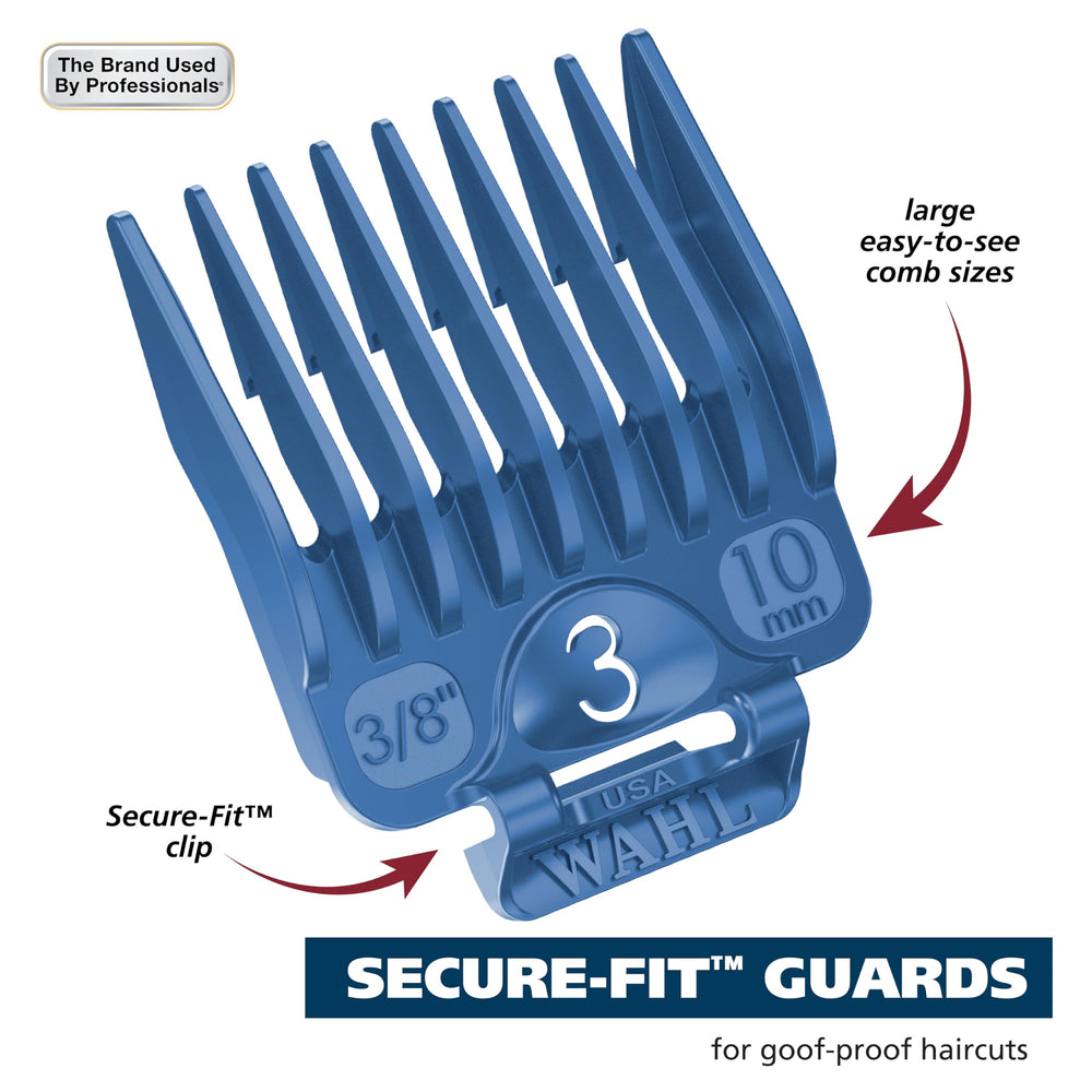Wahl guard held in hand for scale and easy handling benefit