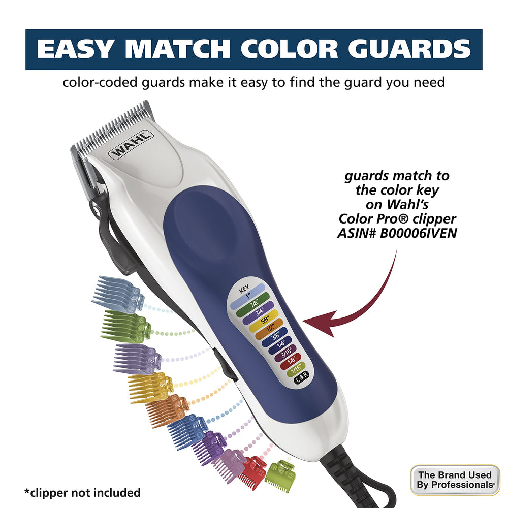 Wahl size chart label closeup for fast length identification and accuracy