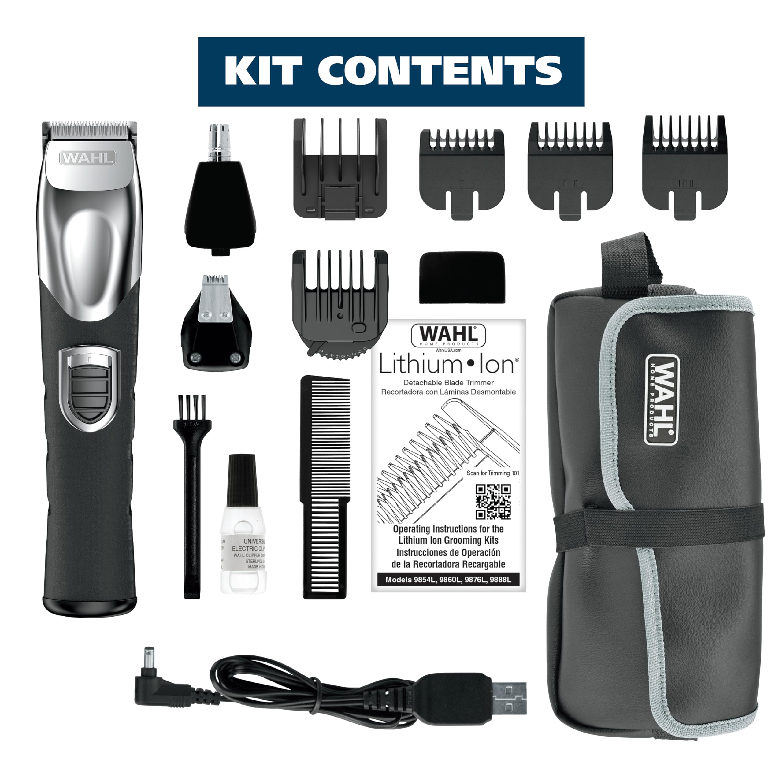 Wahl trimmer held in hand to show compact size and travel-friendly scale