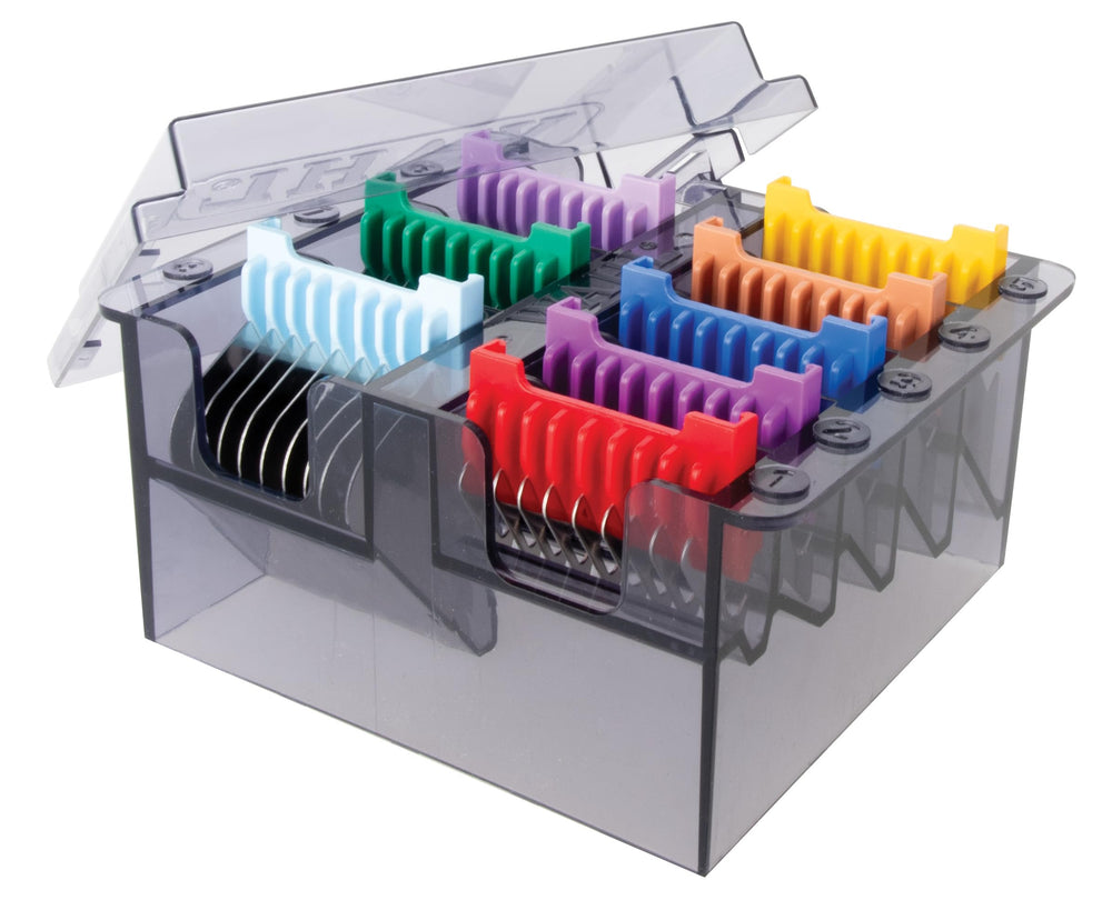 Wahl stainless steel combs color-coded for quick length selection and organized workflow