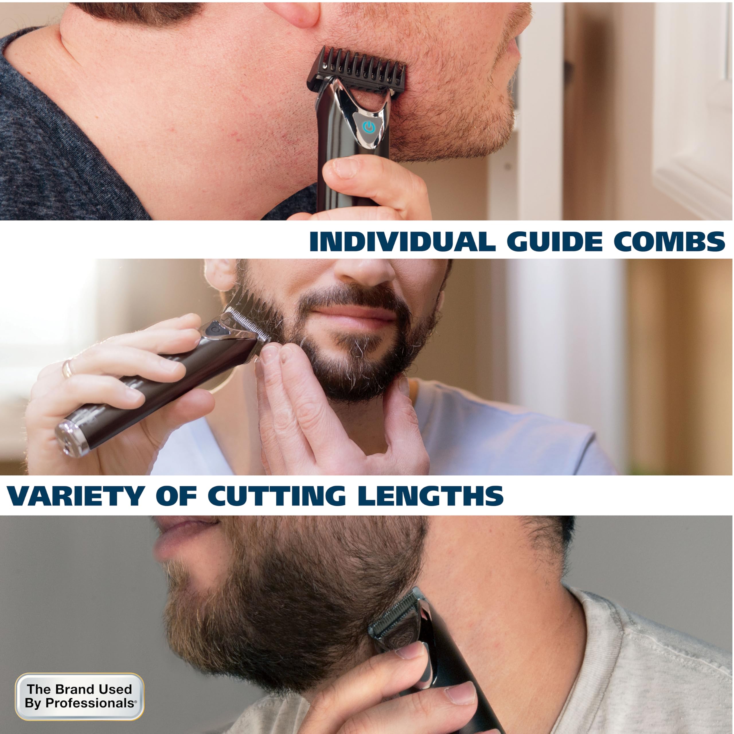Wahl trimmer in hand showing scale and control for comfortable handling benefit