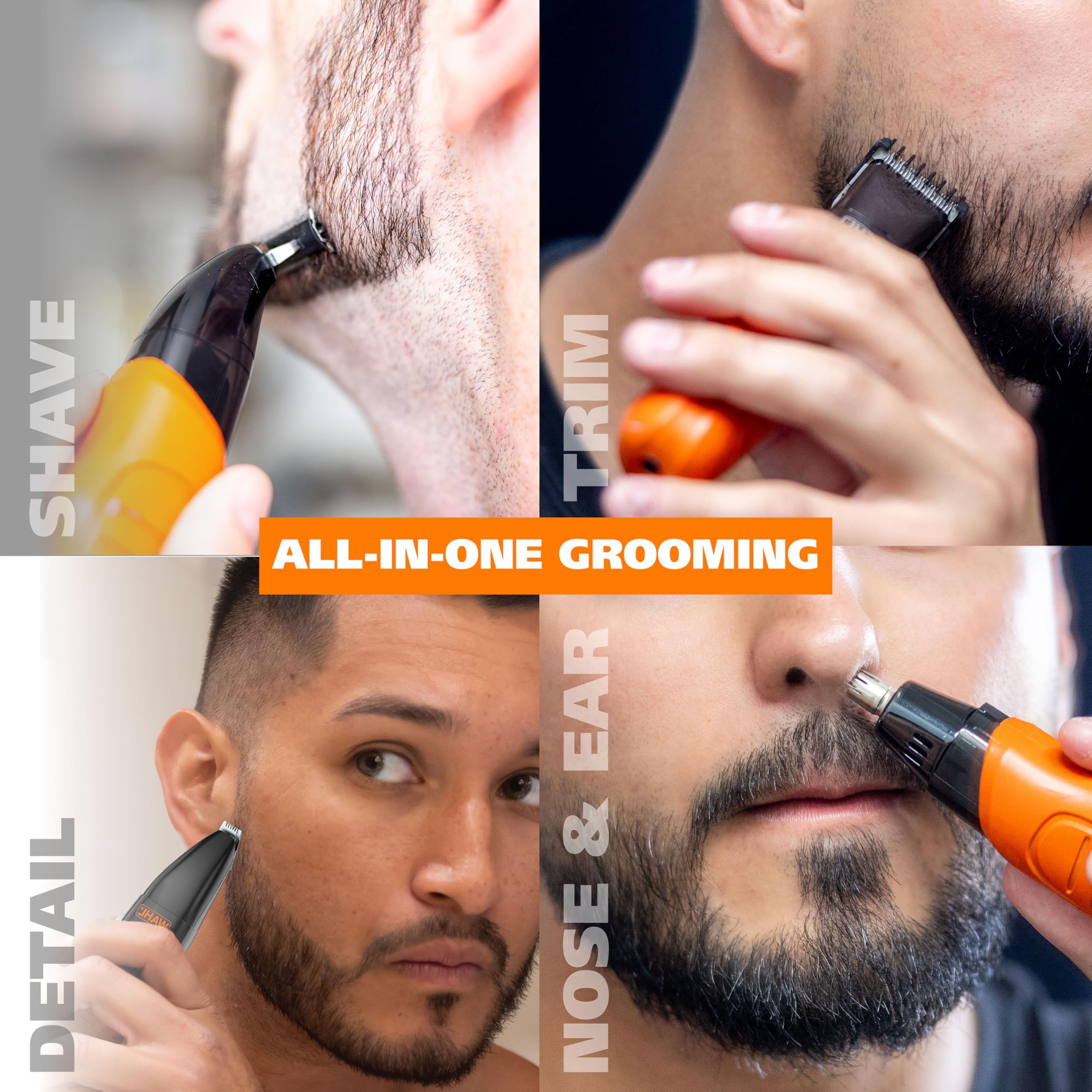 Wahl TrimNinja four interchangeable attachments displayed for multi-function convenience