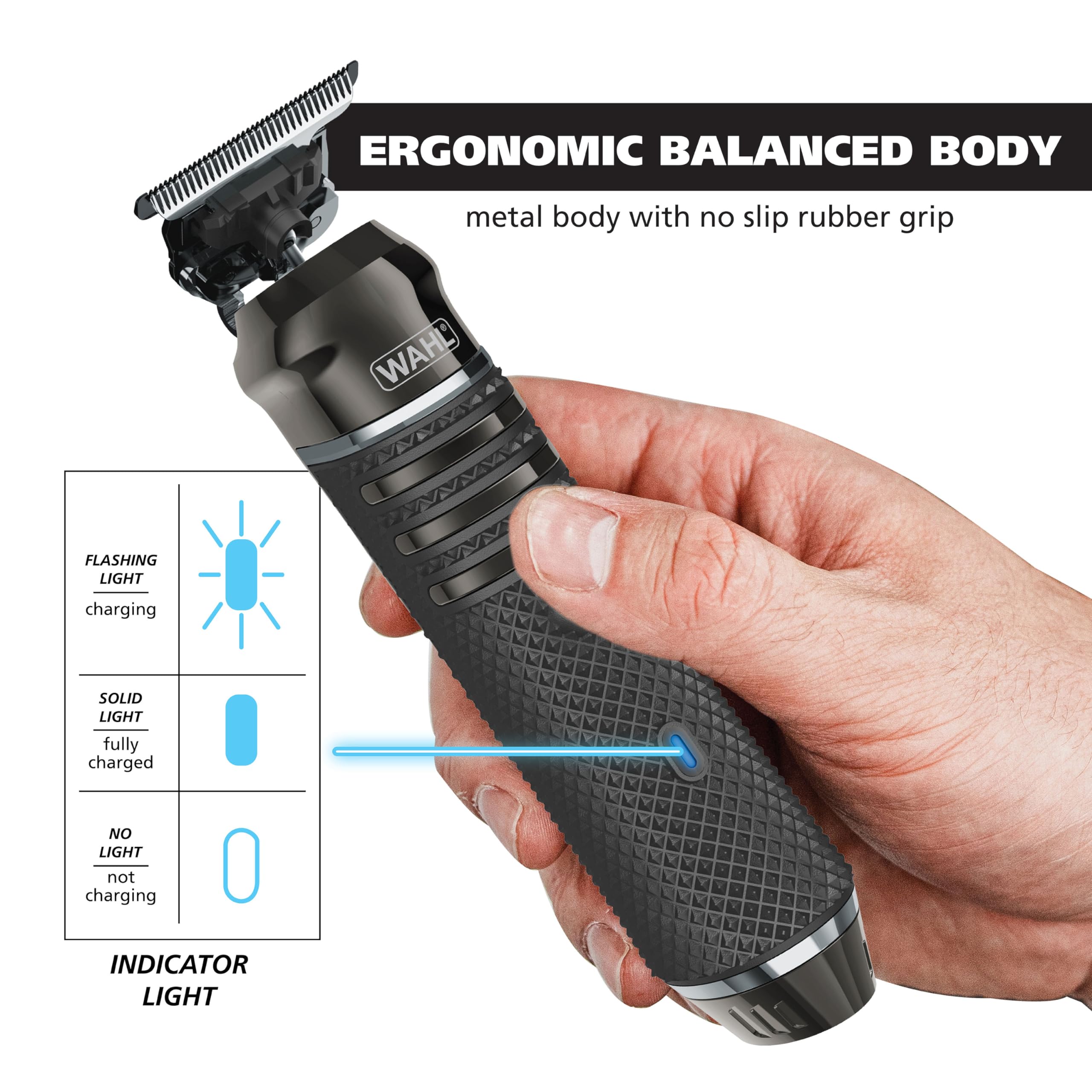 Wahl USB cable and charging light for convenient travel charging benefit