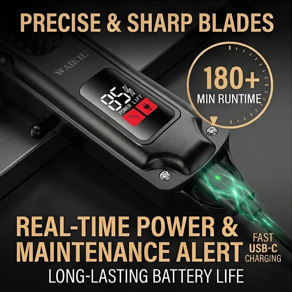 WAIKIL clippers with water droplets illustrating wet and dry use flexibility for quick grooming
