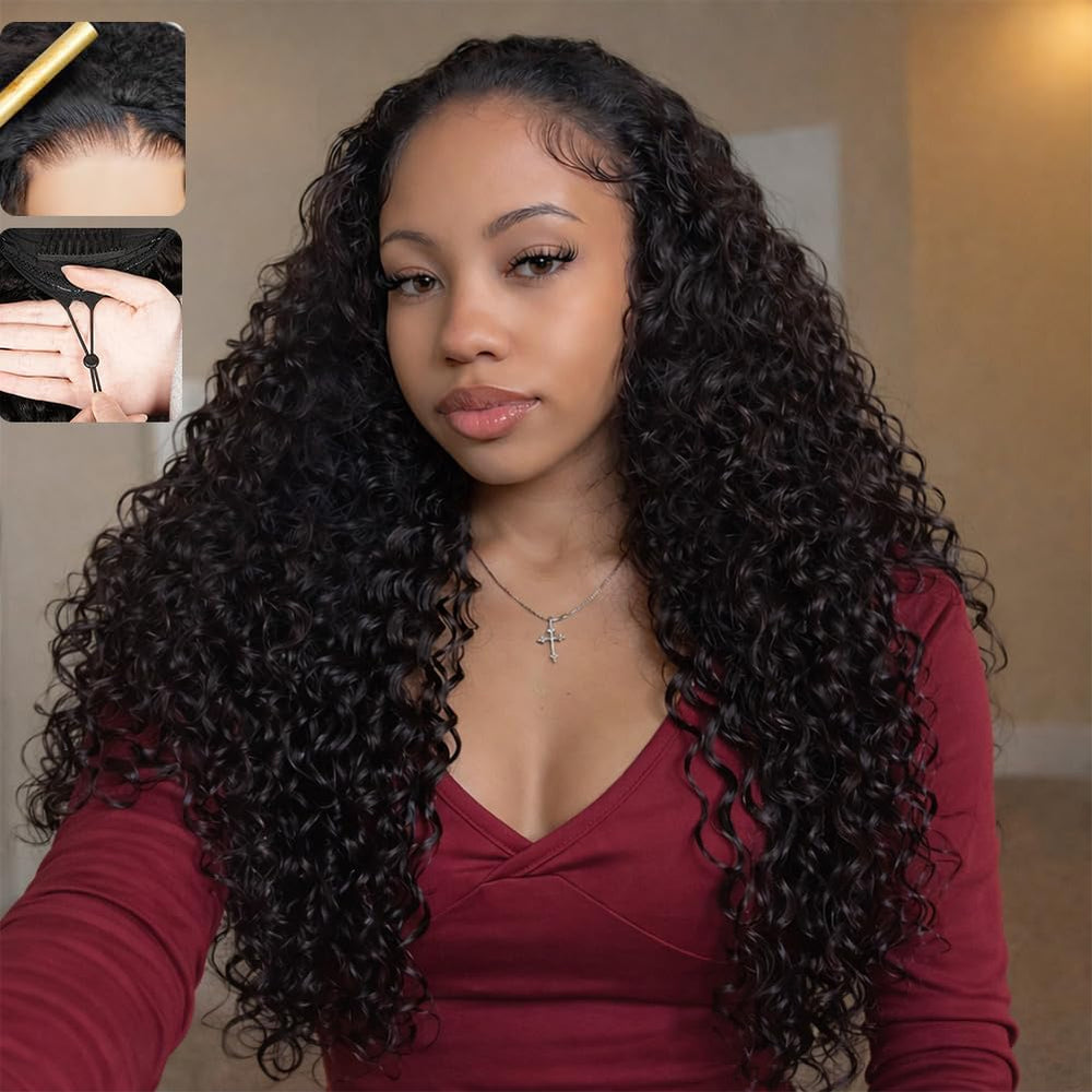 WaitLove front view of 24-inch half wig showing full curly volume and ready-to-wear benefit